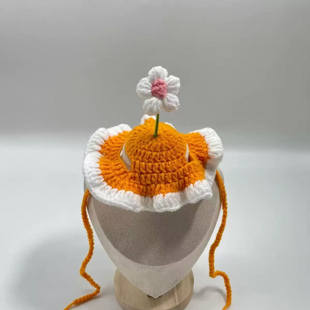 Irresistibly Cute Handmade Crochet PetHat with Flower| Turn Your Pet Into aWalking Sunshine  I Perfect forPhotos, Gifts & Viral Moments