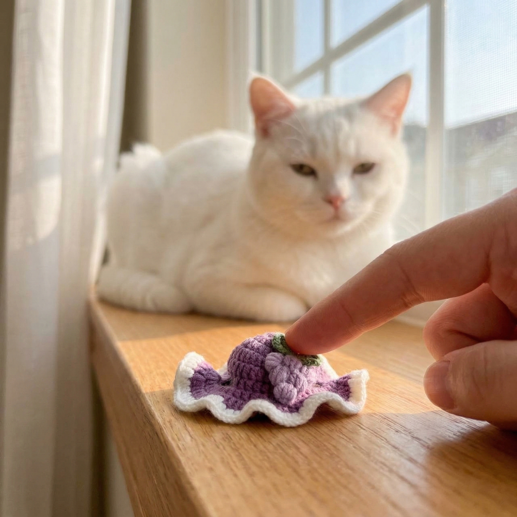  Handmade Crochet Pet Hat with Purple Grape Design - Gift for Pet Lovers