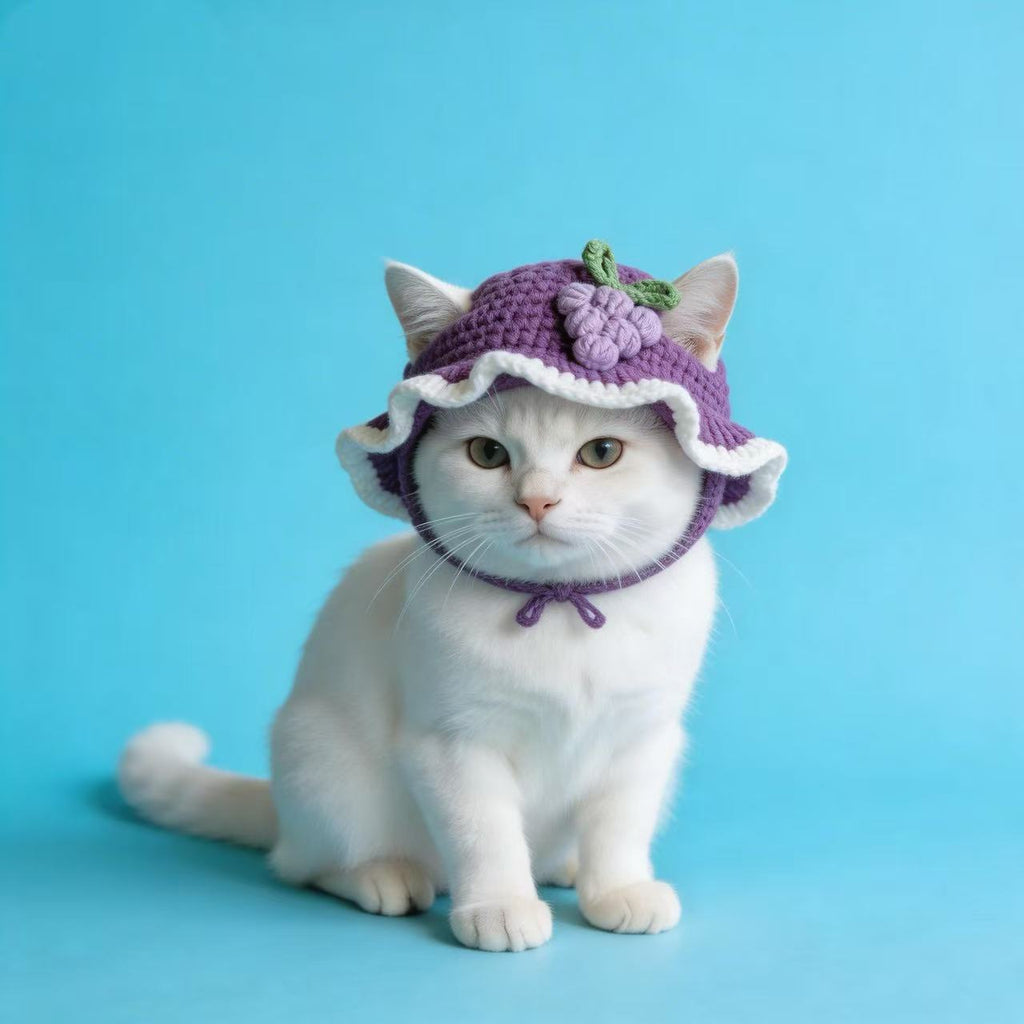 Handmade Crochet Purple Grape Pet Hat - Cute Pet Accessory