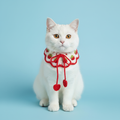 Handmade Crochet Pet Collar | Strawberry Themed Dog Cat Bandana with Pom Poms