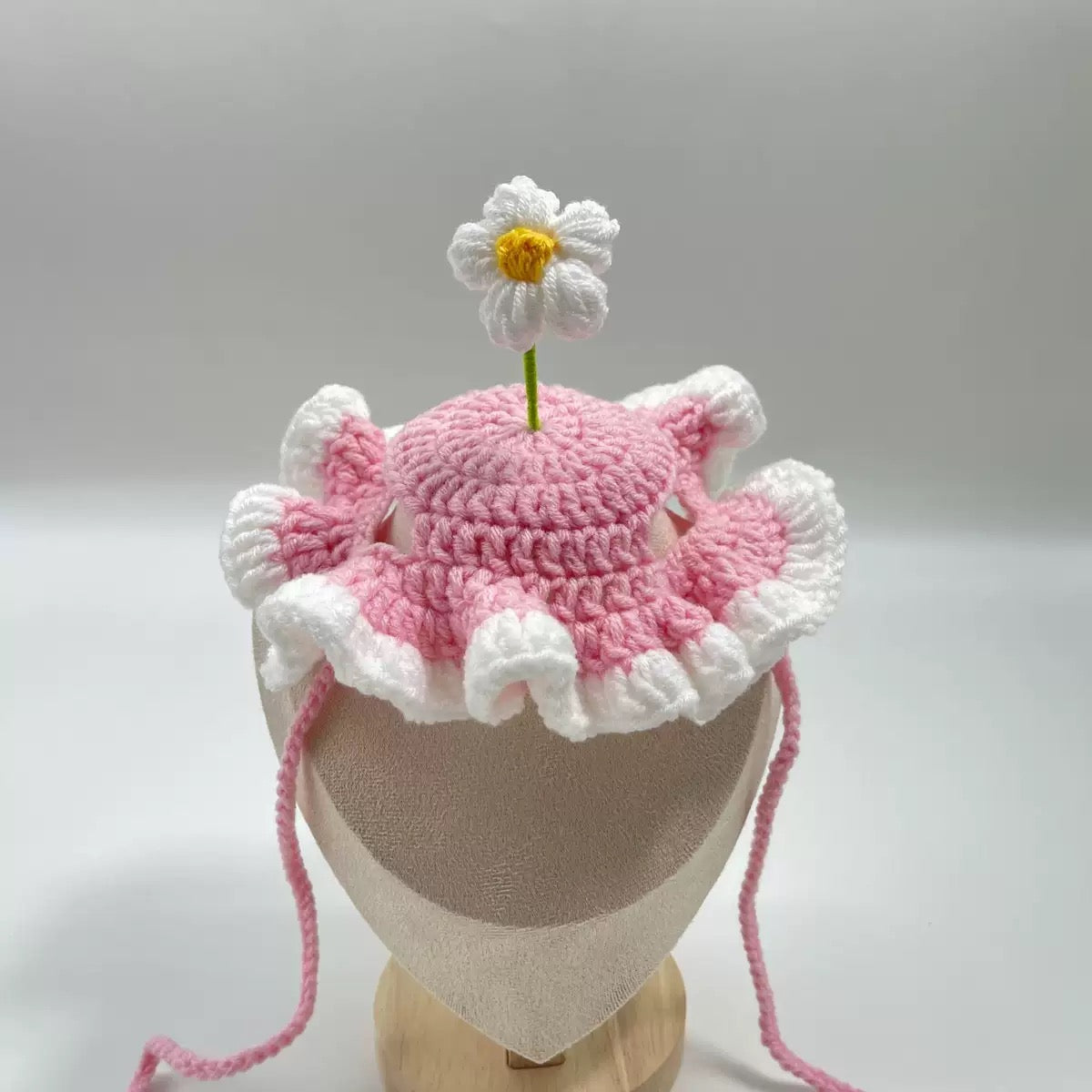Irresistibly Cute Handmade Crochet PetHat with Flower| Turn Your Pet Into aWalking Sunshine  I Perfect forPhotos, Gifts & Viral Moments