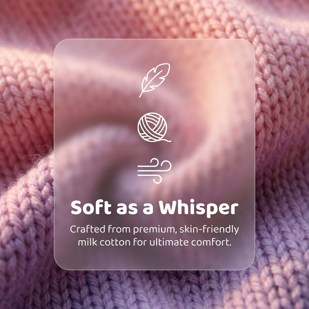 Close-up of premium milk cotton material of crochet pet set, soft and skin-friendly
