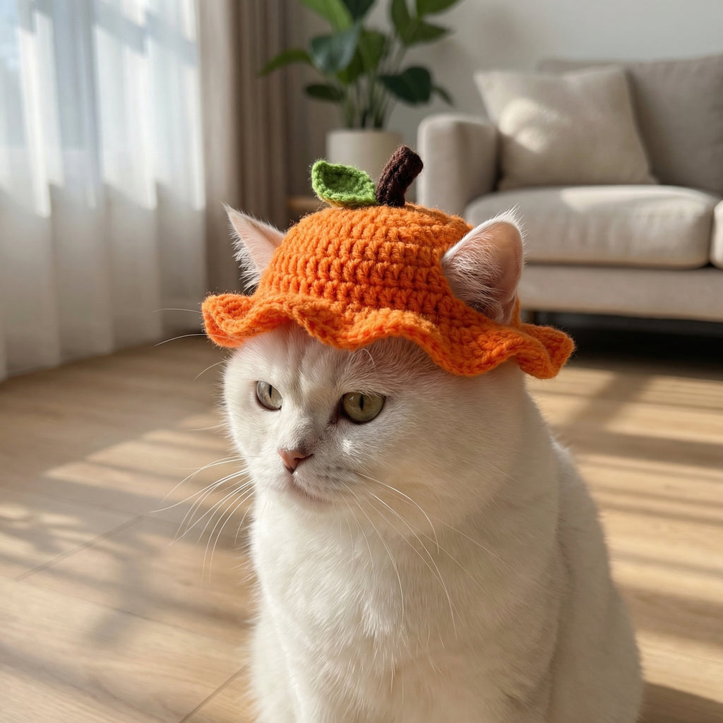 orange crochet pet hat pumpkin style